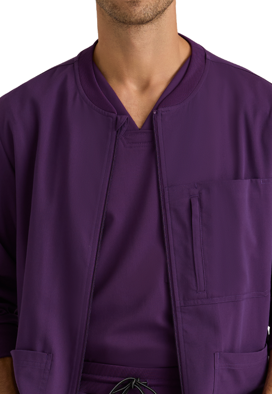 Grey's Anatomy Spandex Stretch - Men's Five-Pocket React Warm-Up Scrub Jacket 10