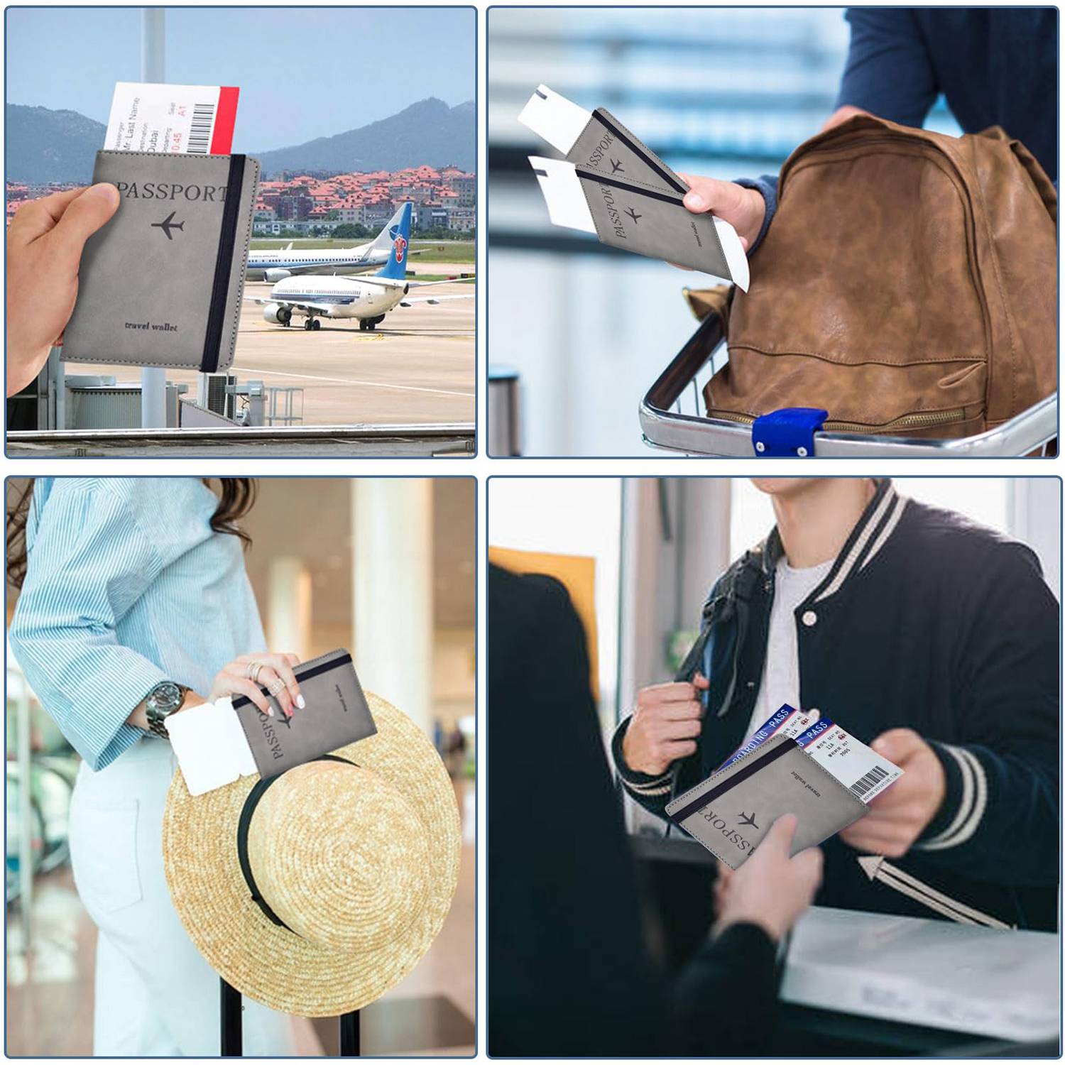 Stylish Pu Leather Rfid Travel Passport Holder 8