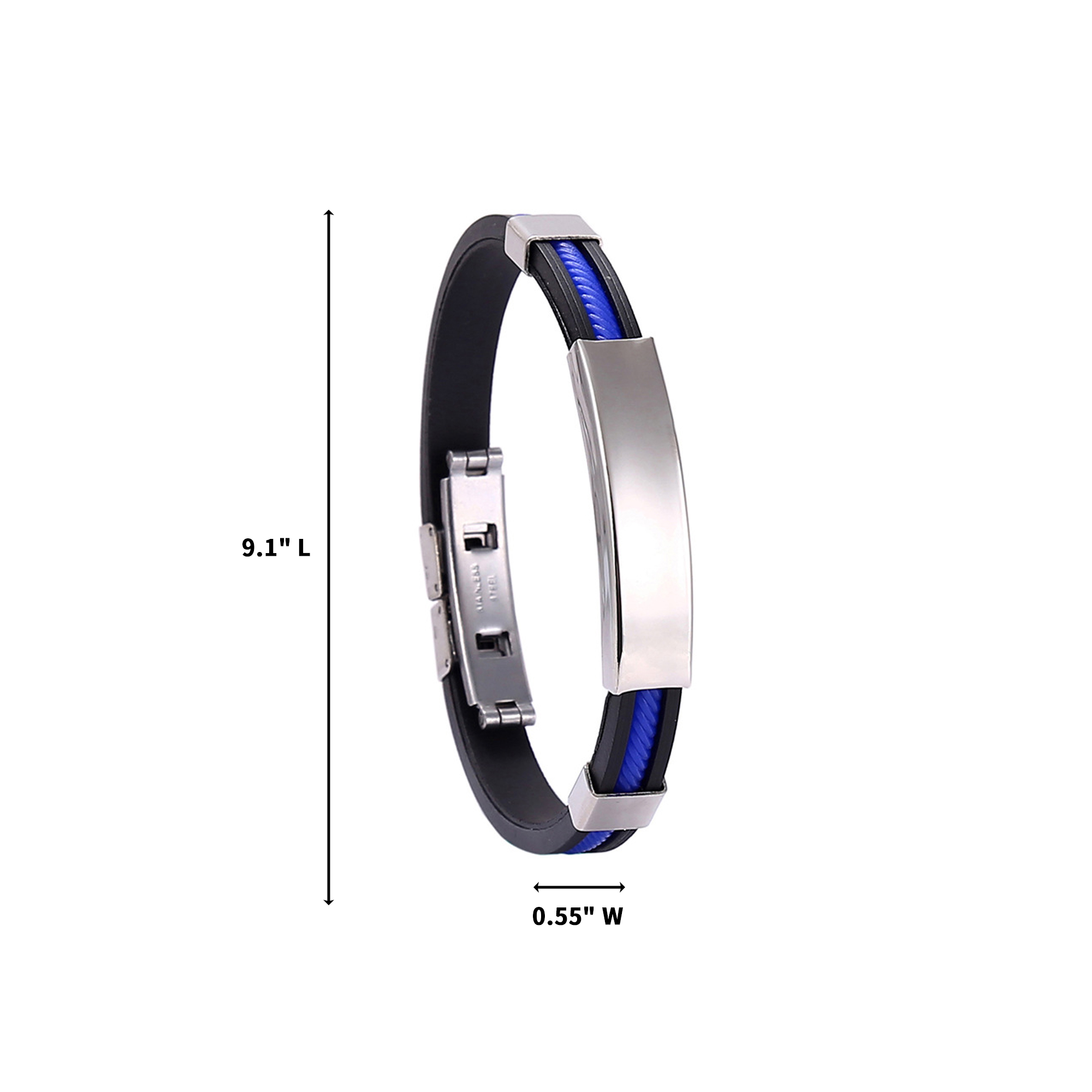 Titanium Silicone Bracelet 9.1" x 0.55" Adjustable 1