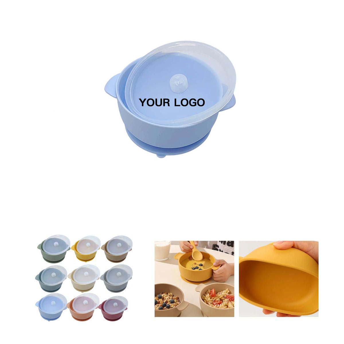 Silicone Baby Bowl Leakproof Lid Suction Base 2