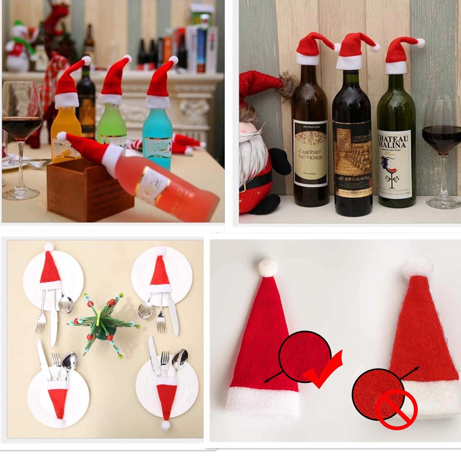 Mini Christmas Candy And Bottle Hat Fork Spoon Knife Storage 2
