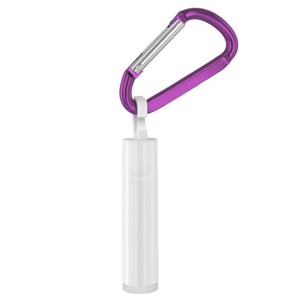SPF 15 Lip Balm in White Tube with Hook Cap and Carabiner 12