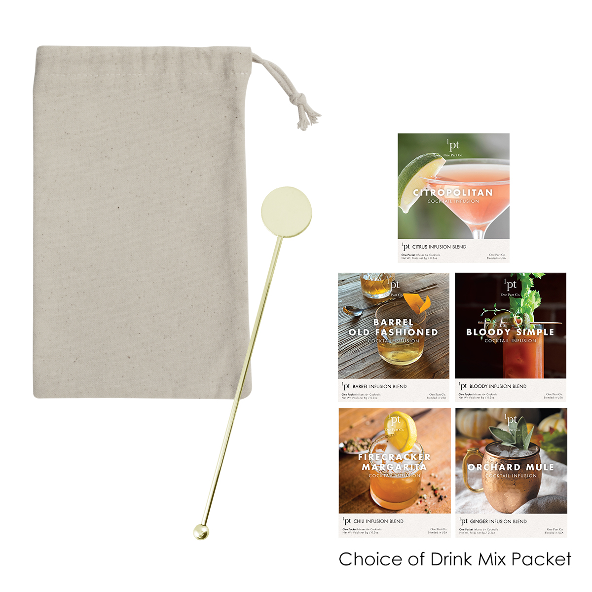 Stainless Steel Cocktail Stirrers With Cocktail Infusion Drink Packet 1