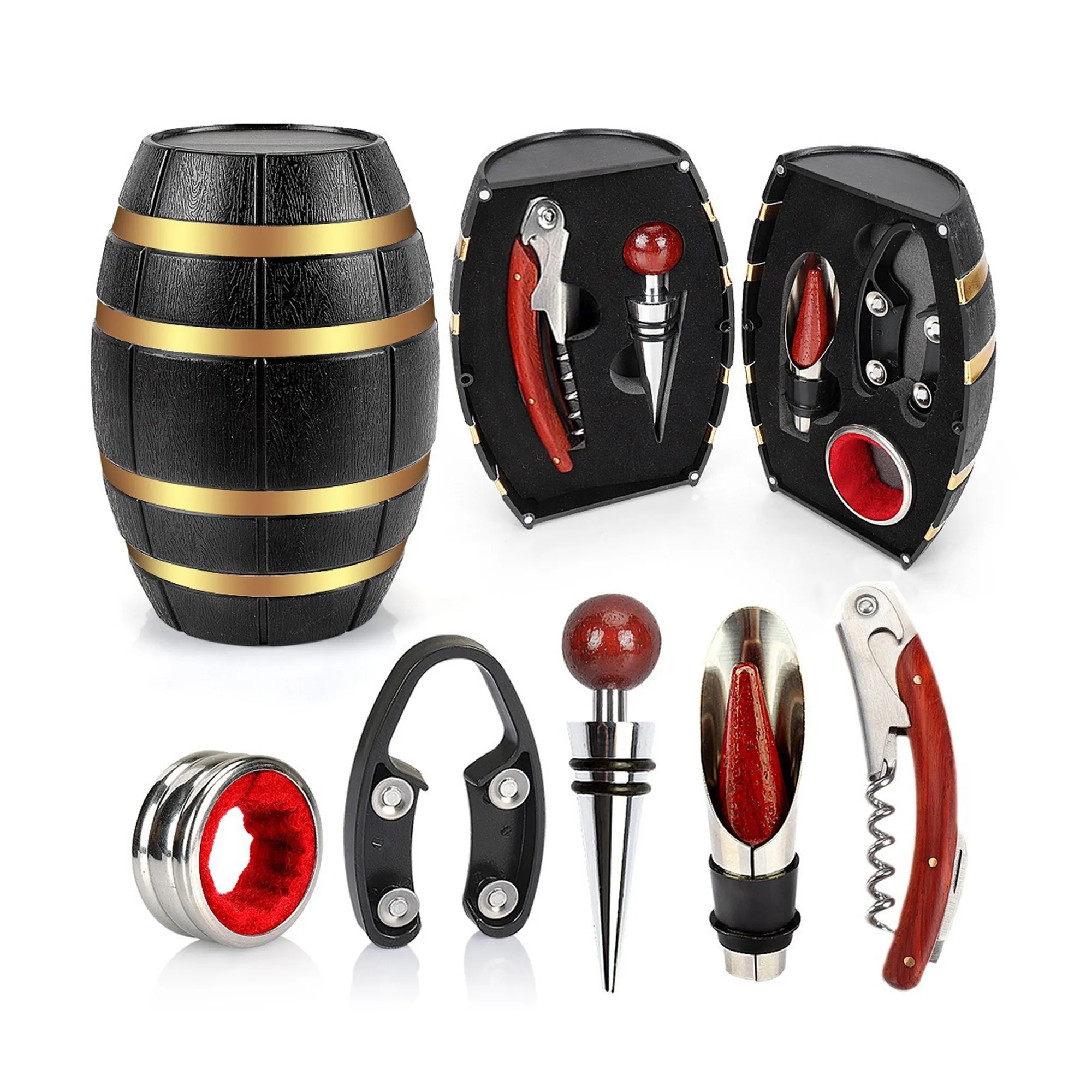 MOQ 50 Creative Barrel-Shaped Wine Accessory Set 2