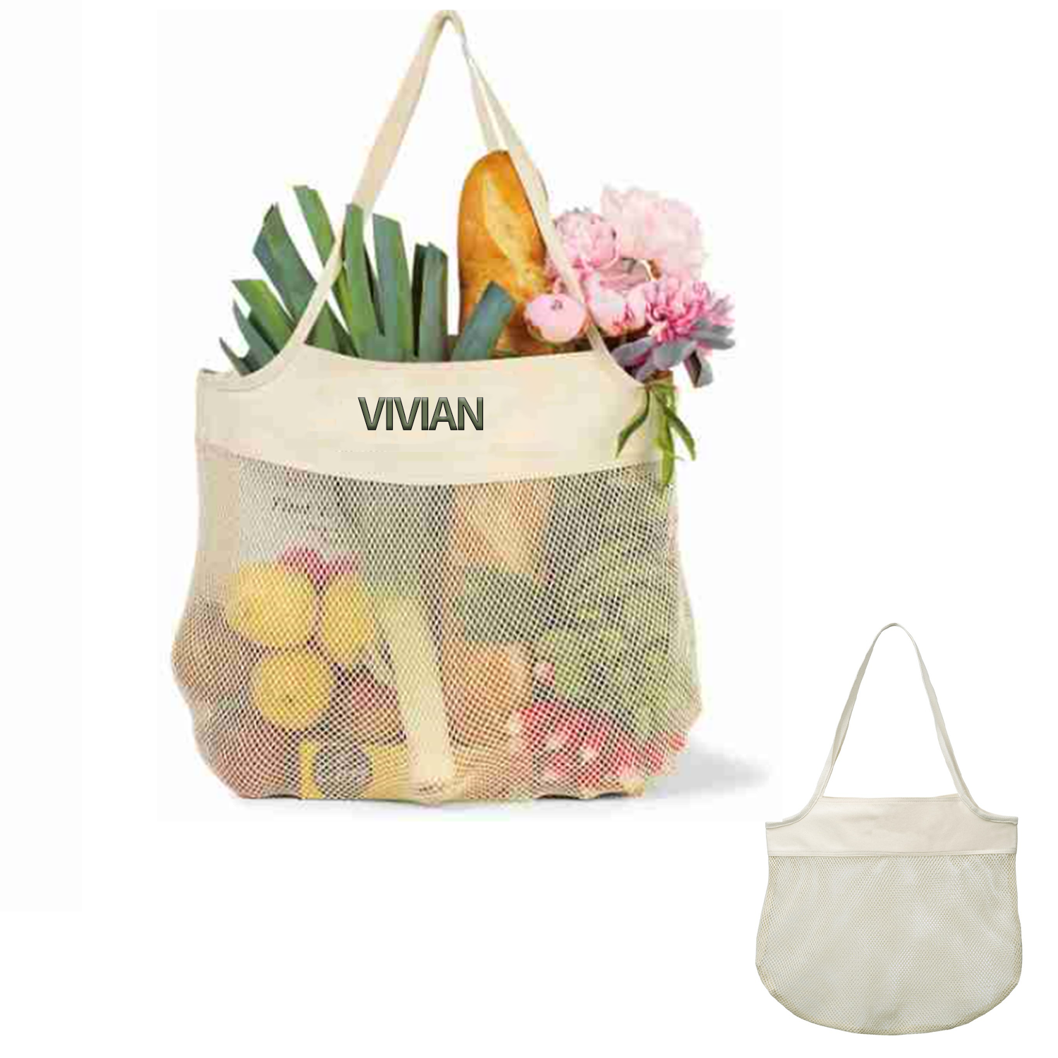 Cotton Market Mesh Bag, custom tote bag with logo imprint 2