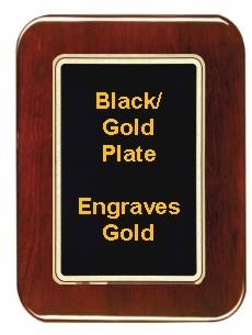 9" x 12" Rosewood Piano Finish Round Corner Plaque with a Black Round Corner Plate 2