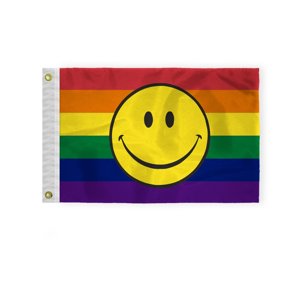 1ply Rainbow with smiley face Pride Flag 1
