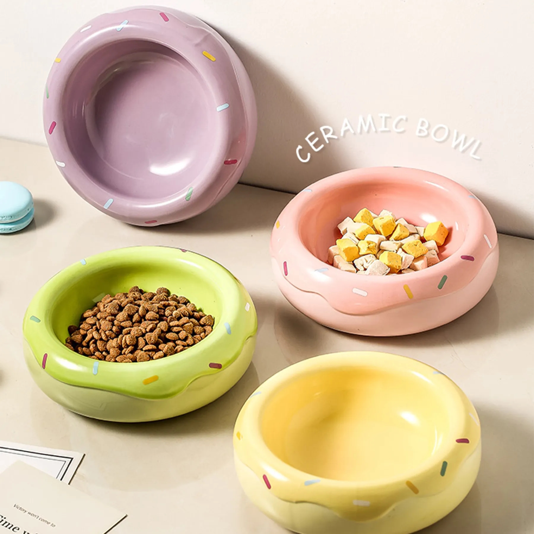 Ceramic Slanted Cat Food Bowl 7