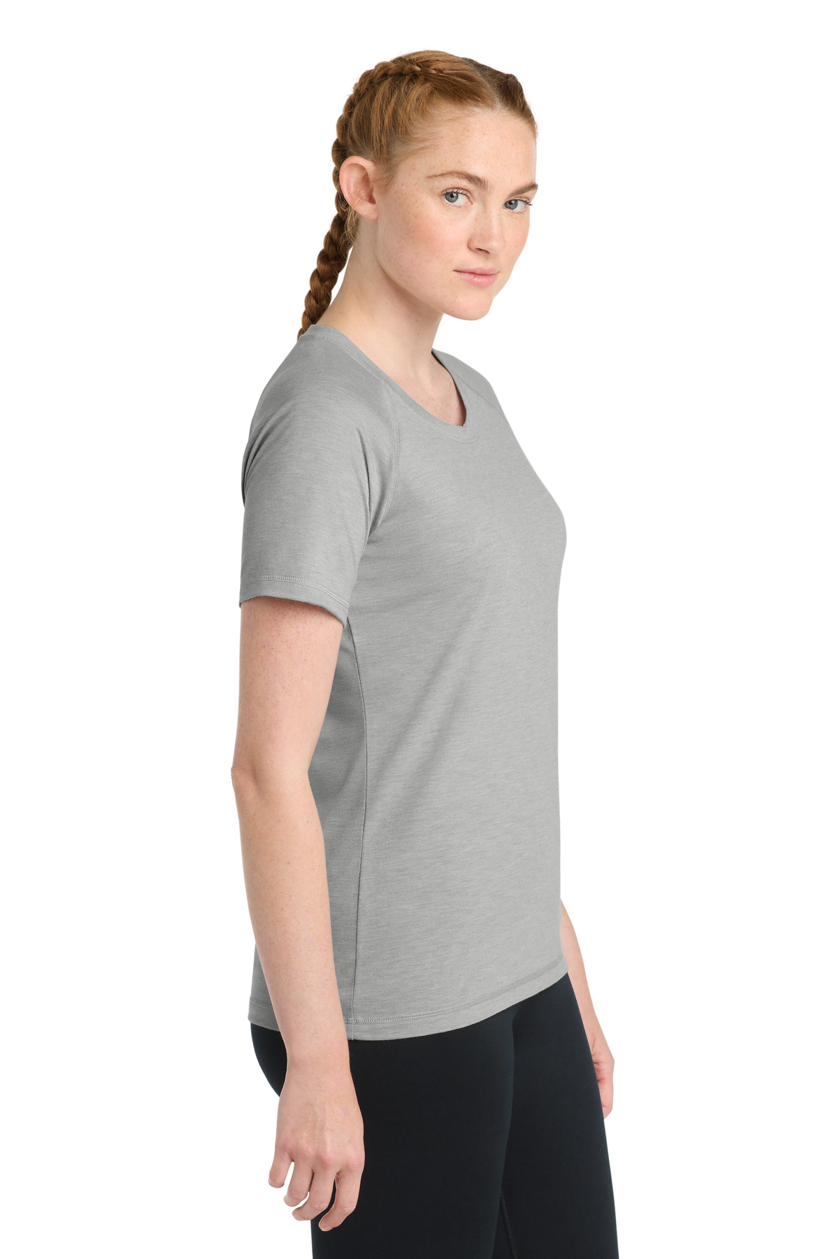 Sport-Tek Women's PosiCharge Tri-Blend Wicking Scoop Neck Raglan Tee. LST400 101