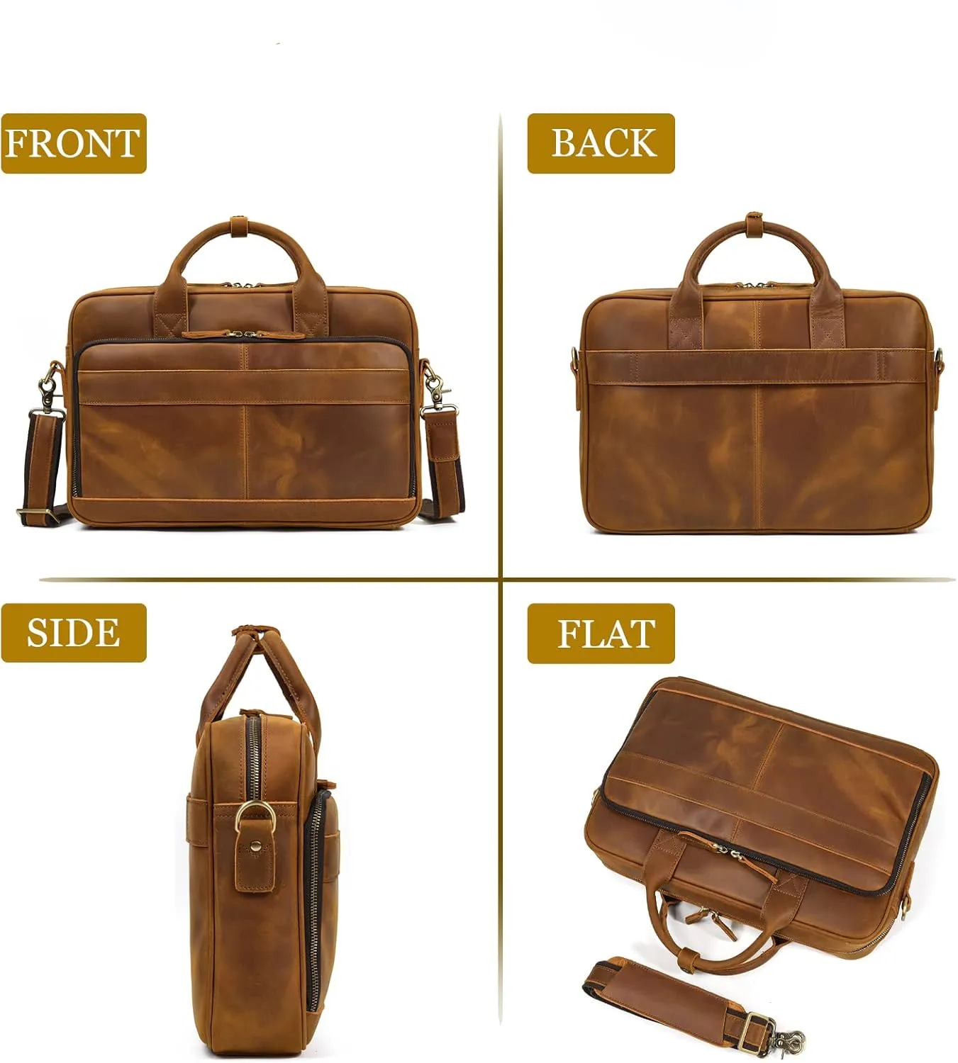 17" x 12" x 3" Cowhide Leather Briefcase 18