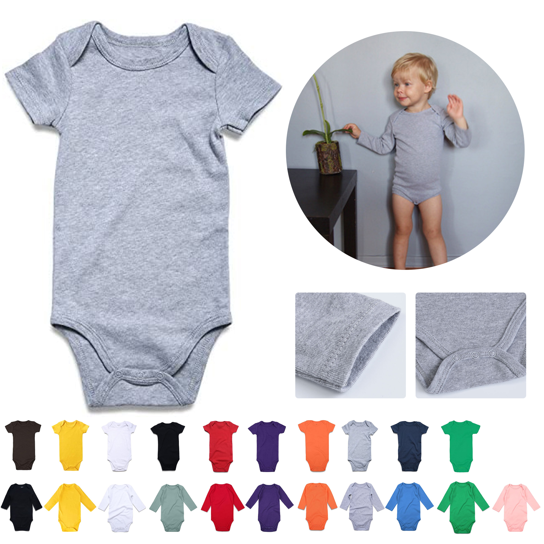 Unisex Solid Baby Bodysuit 2