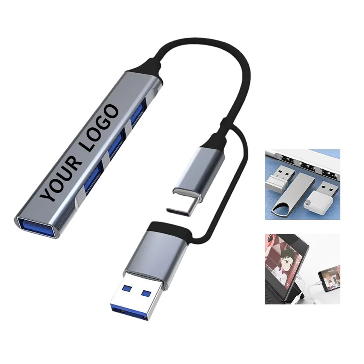 Aluminum USB Hub with USB C and USB 3.0 Ports 2