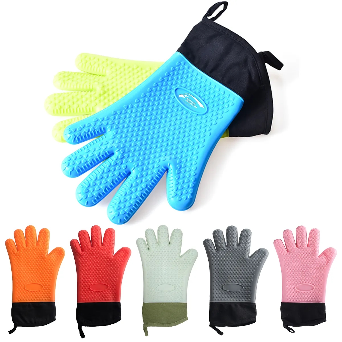 BBQ Grilling Heat-Resistant Kitchen Silicone Oven Mitts 3