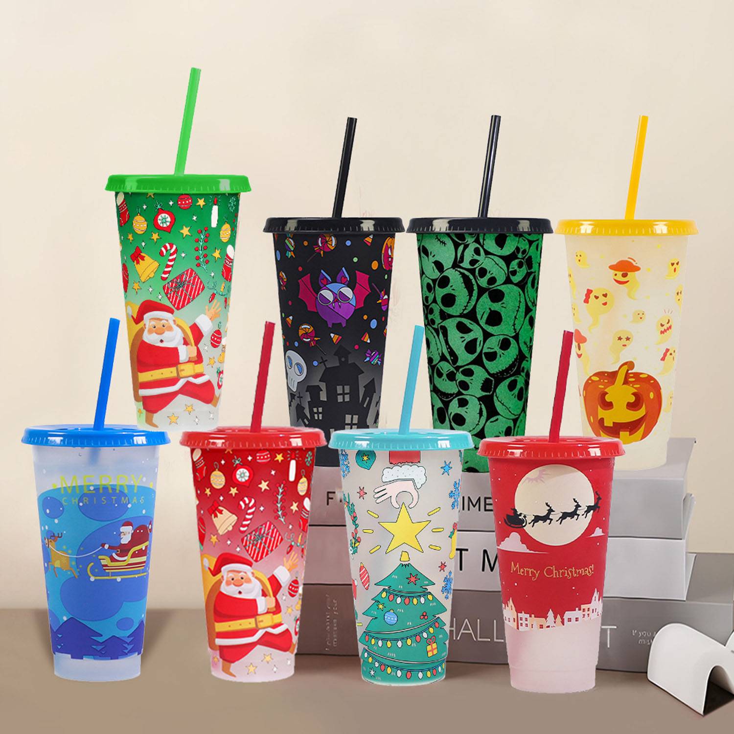 24oz Reusable Color Changing Plastic Cold Drink Cup 12