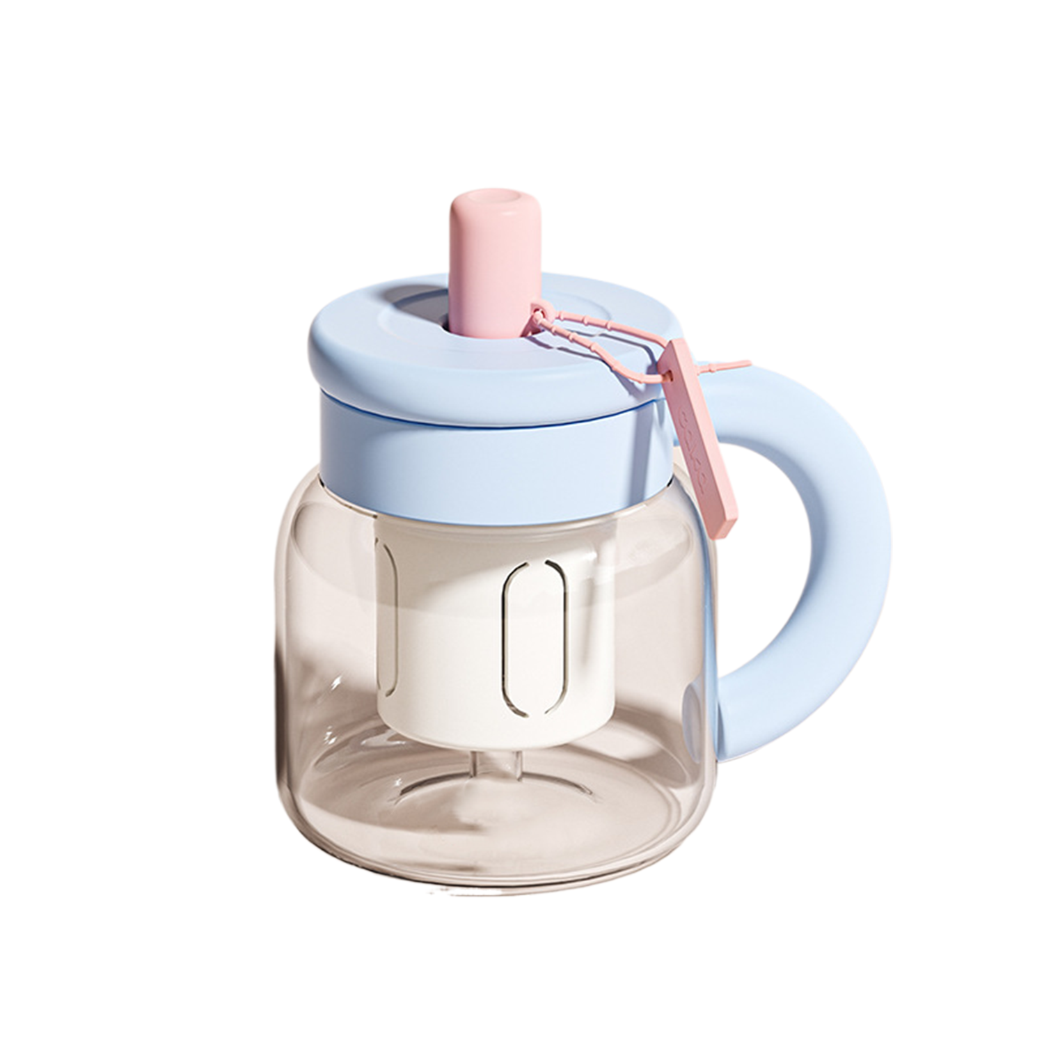 30Oz Large Capacity Glass Flower Tea Cup w/ Straw 4