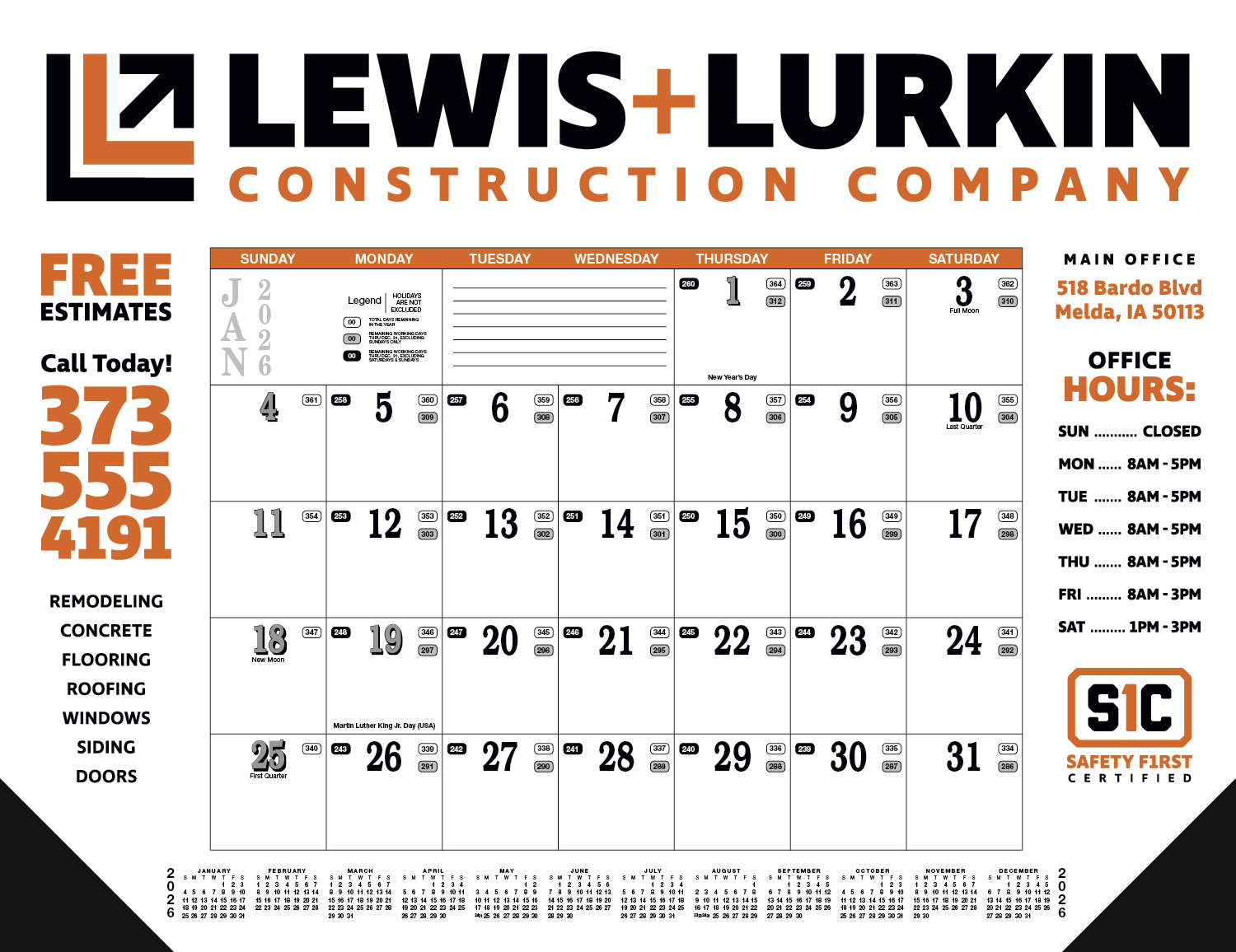 Skinner & Kennedy® Contractor's Desk Pad Calendar 6