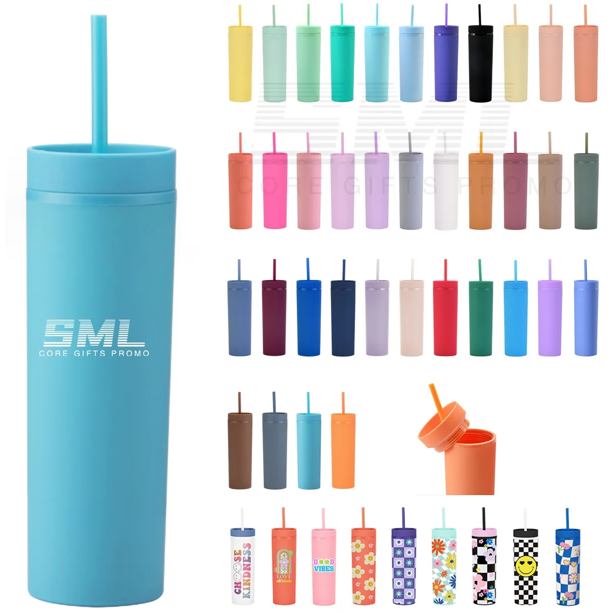16 oz Colored Plastic Tumblers with Lids and Straws 2