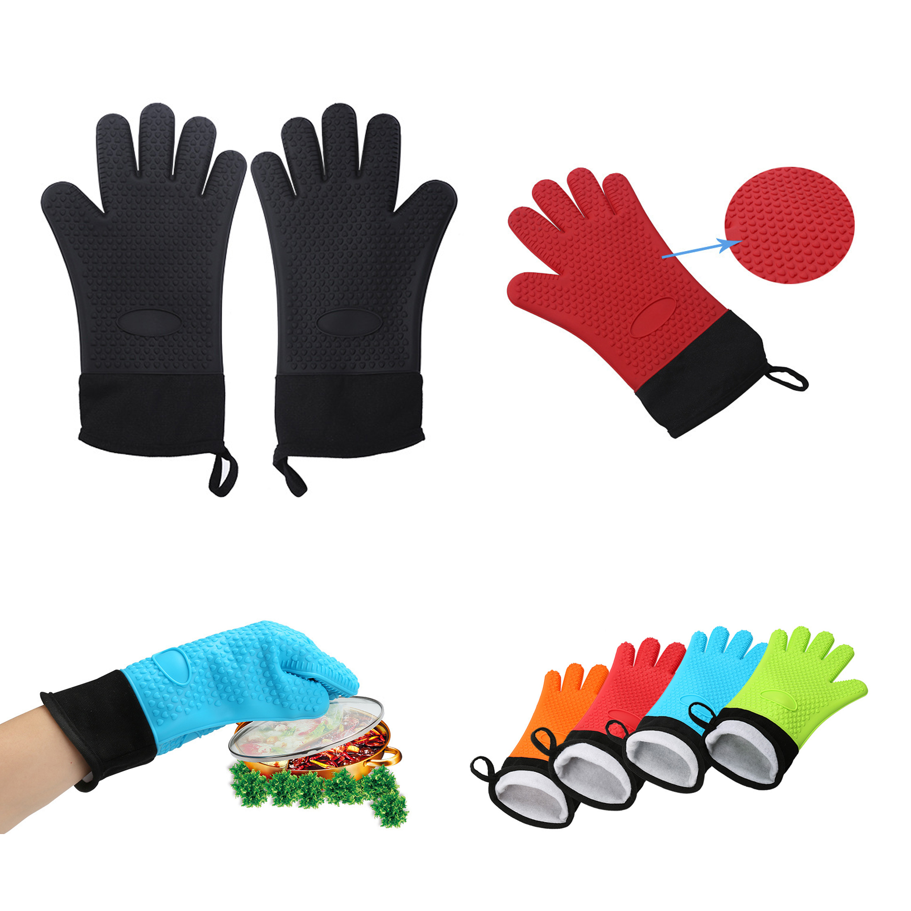 Thickened Silica Gel Oven Gloves 3