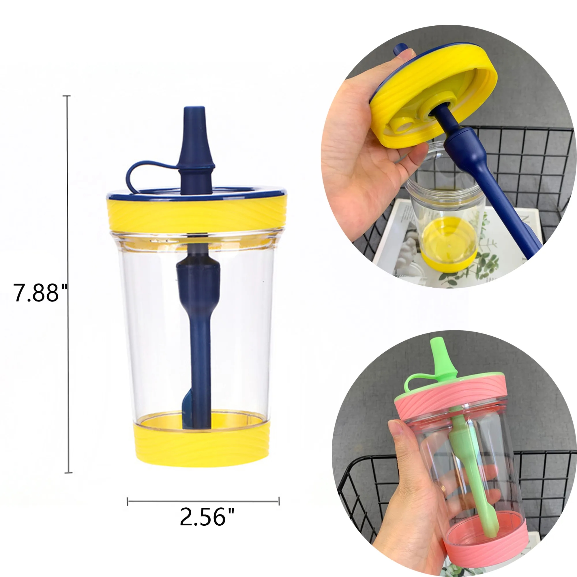 17 Oz Plastic Cup With Straw And Lid 2