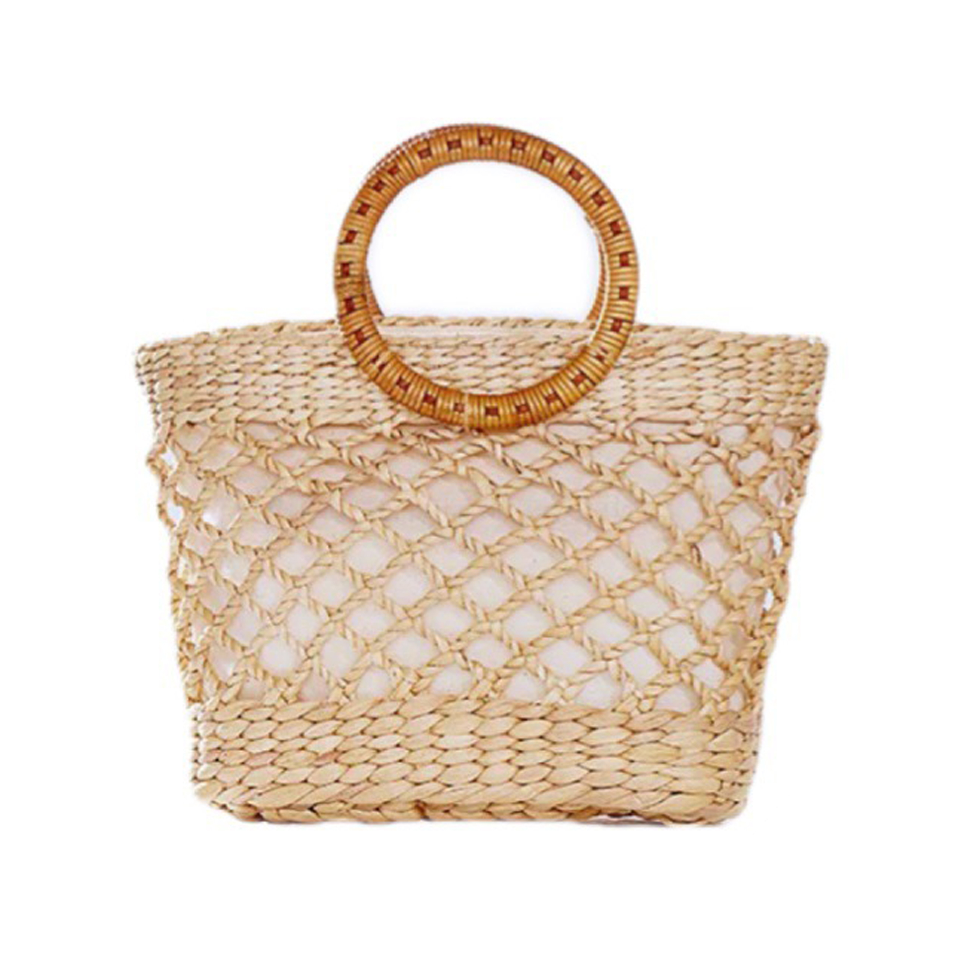Rattan Round Handle Woven Tote Bag 2