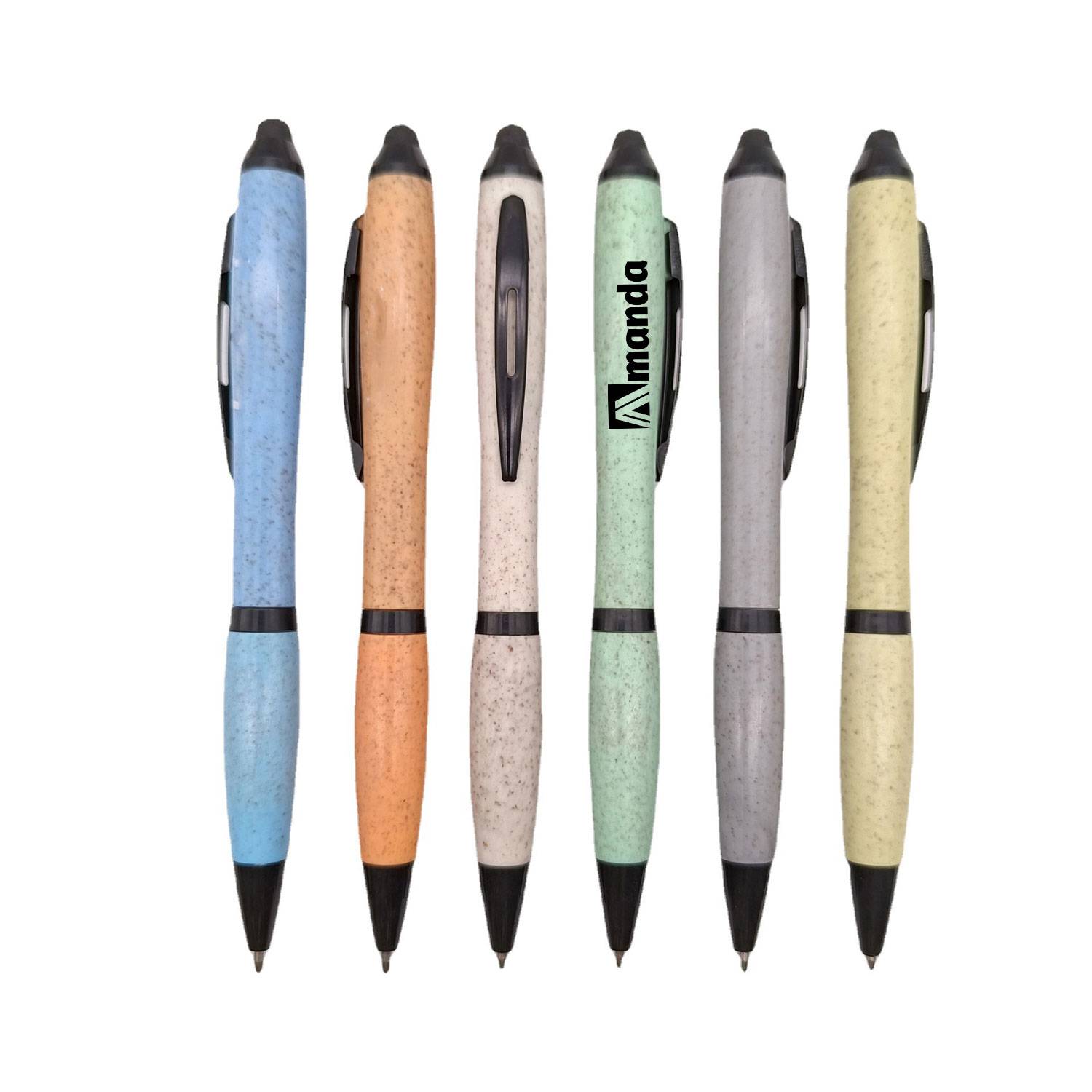 Wheat Straw Retractable Stylus Ballpoint Pen 2