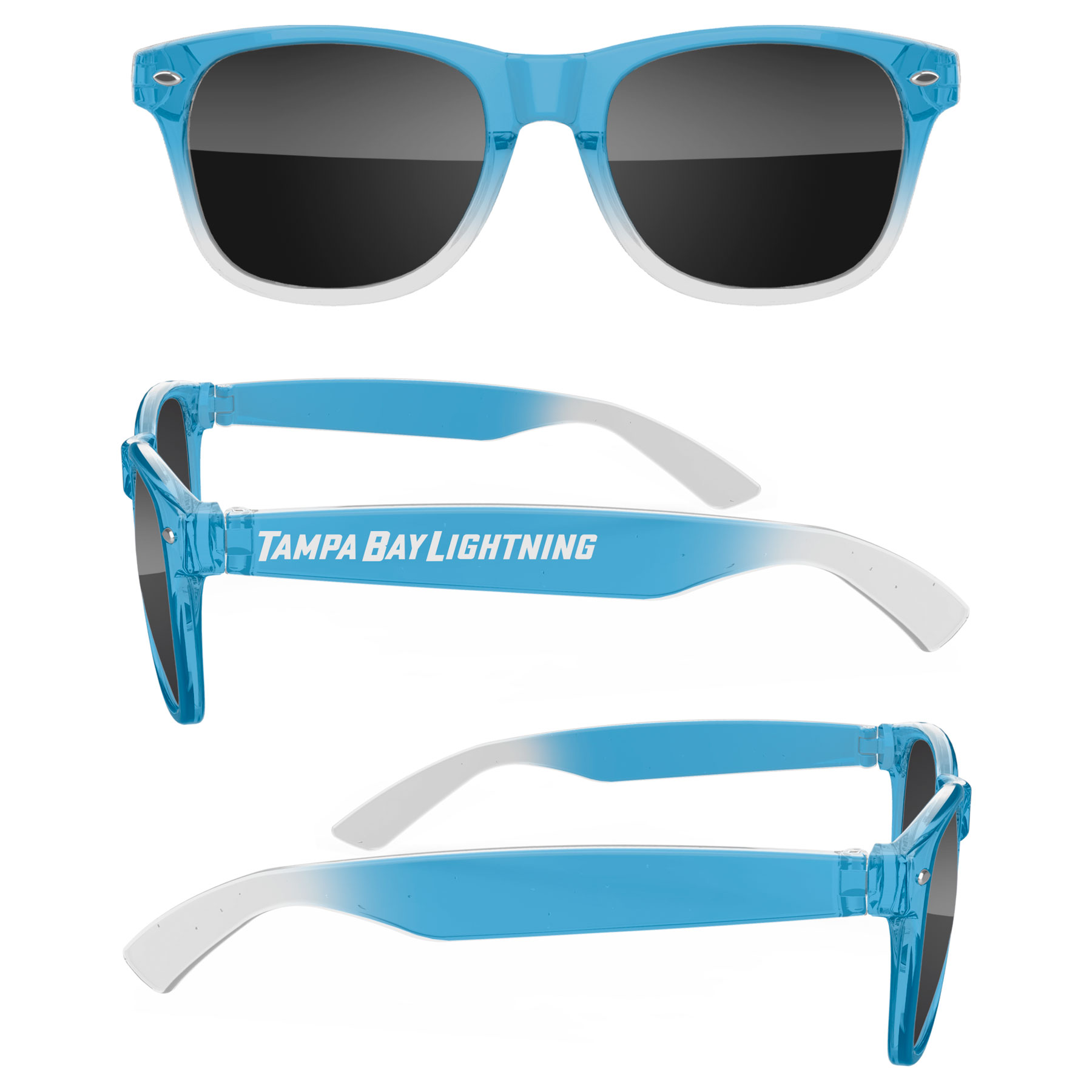 Gradient Clear Retro Sunglasses w/ 1-Color Temple Imprint 2
