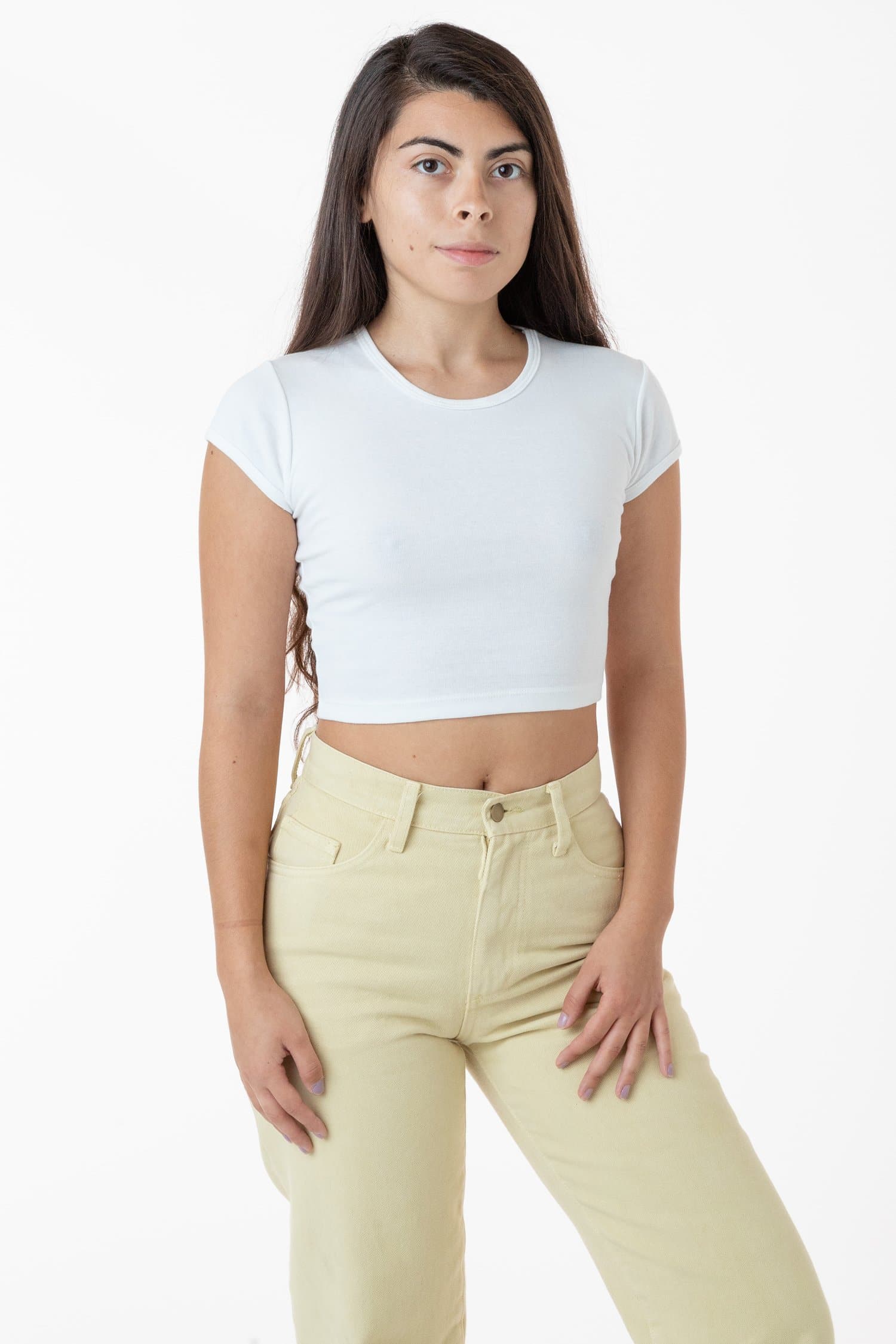 BABY RIB CAP SLEEVE CROP TOP 7