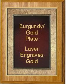 7" x 9" Oak Finish Plaque with a Gold Border Burgundy Art Plaque Plate 2
