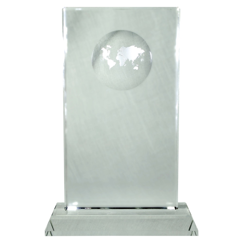 8" OptiMaxx Global Tower with Crystal Base and Recessed Globe