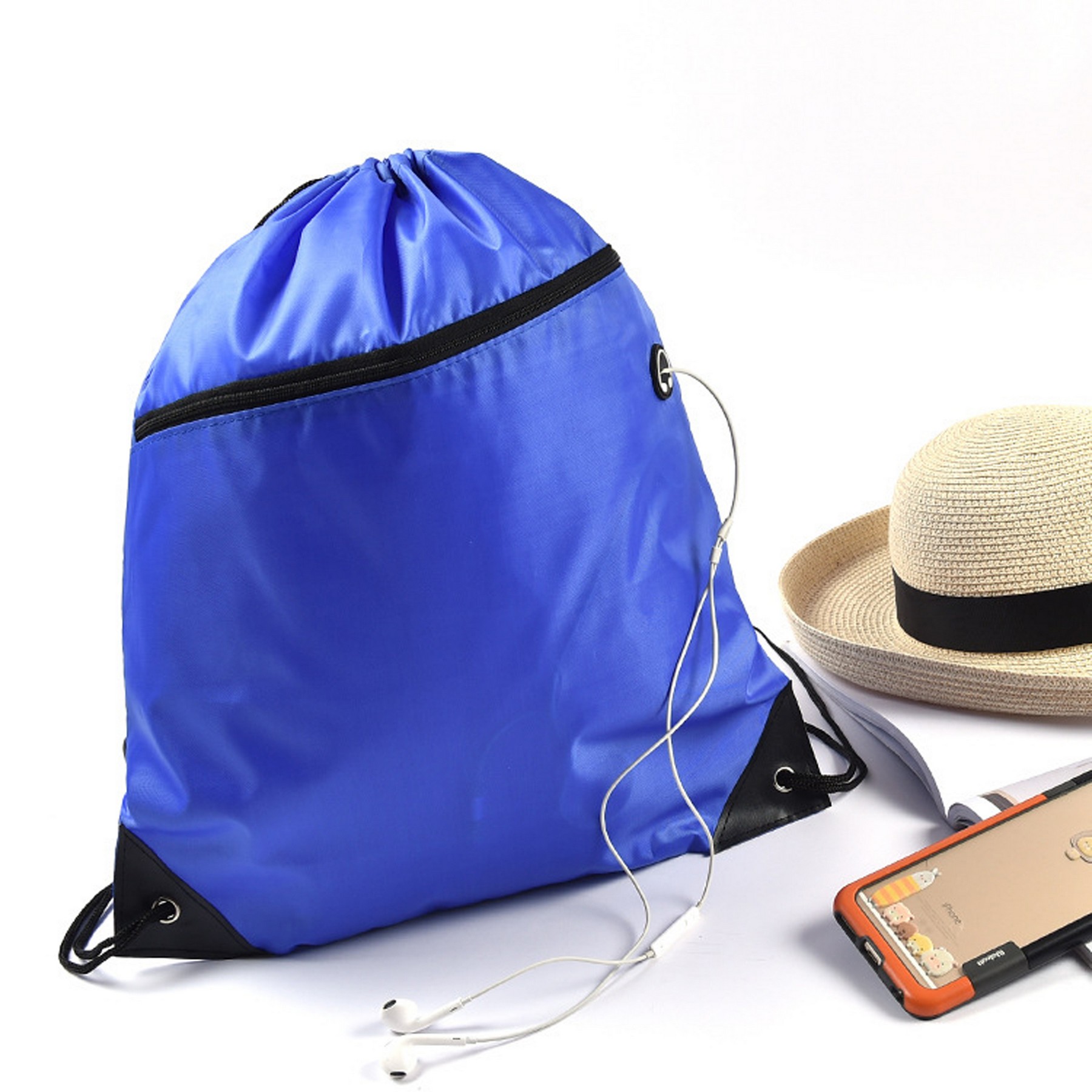 Drawstring Backpack With Front Zipper 1