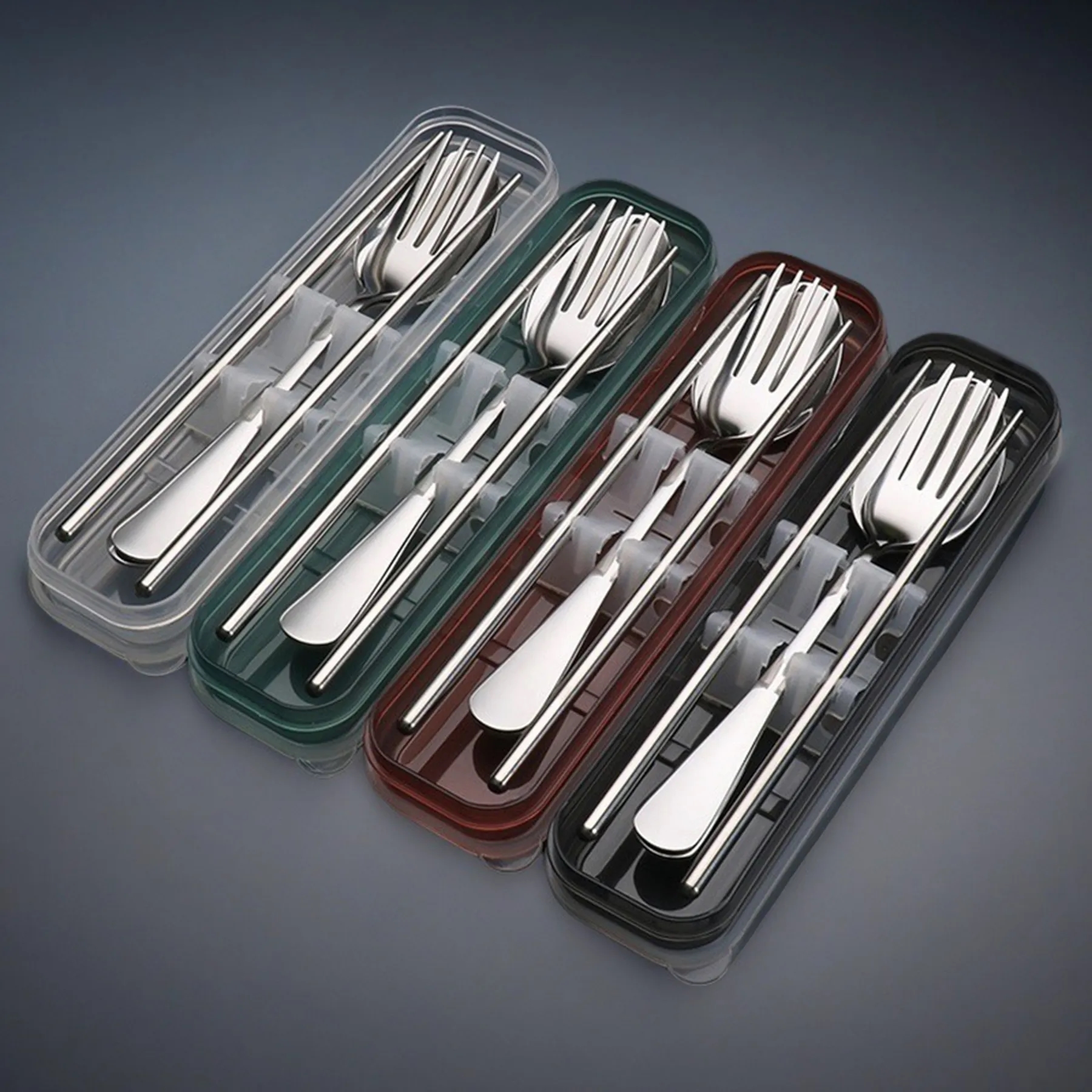 3 Pcs Stainless Steel Tableware Set with Case 4