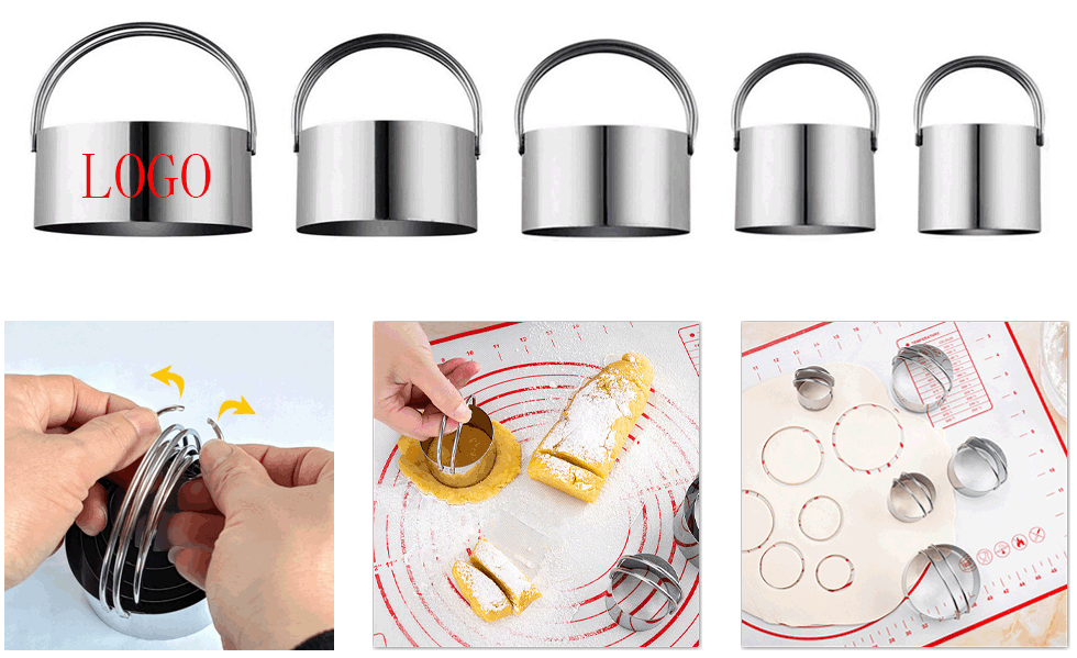 Biscuit Cutter Set (5 Pieces/Set)/Round Cookies Cutter with Handle 2