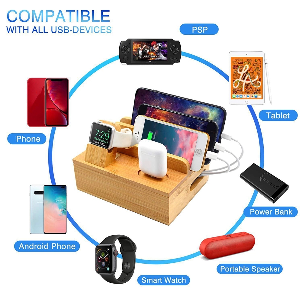 Bamboo Charging Station For Multi Device 6