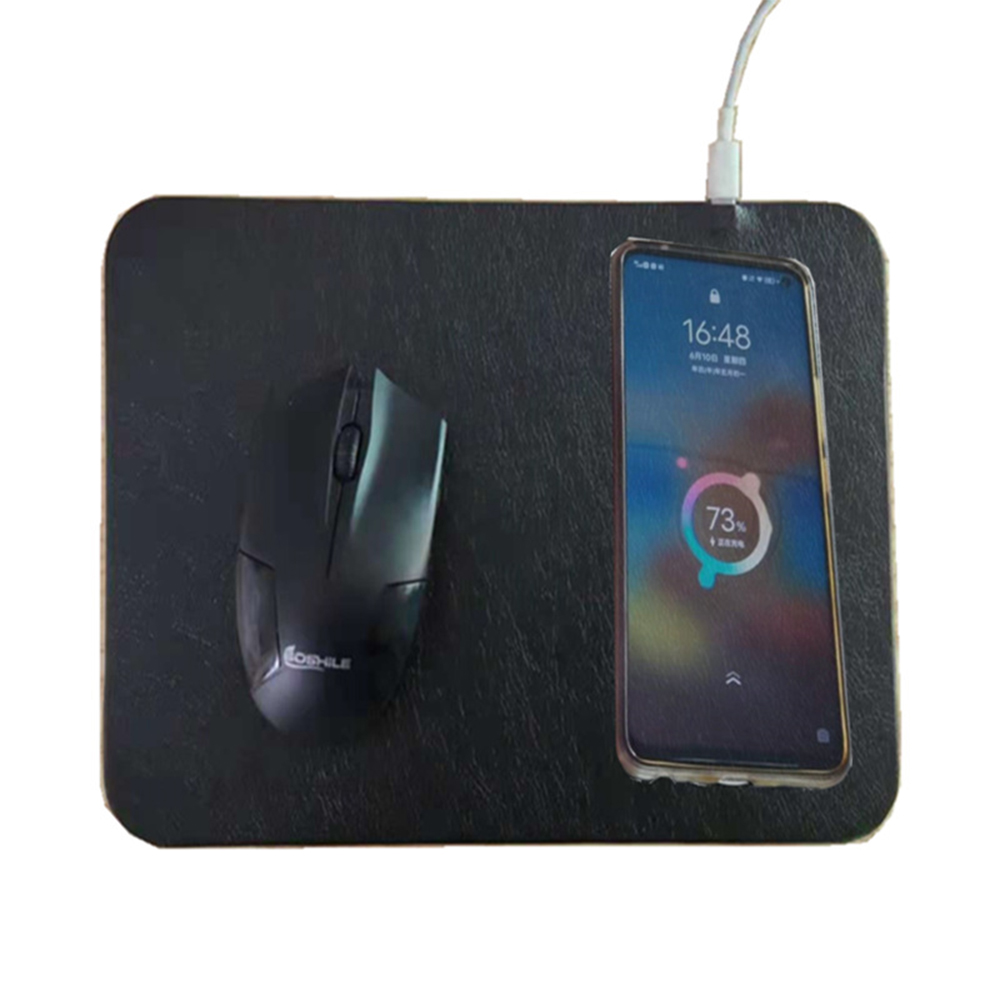 Faux Leather Mouse Pad with Wireless Charger 2
