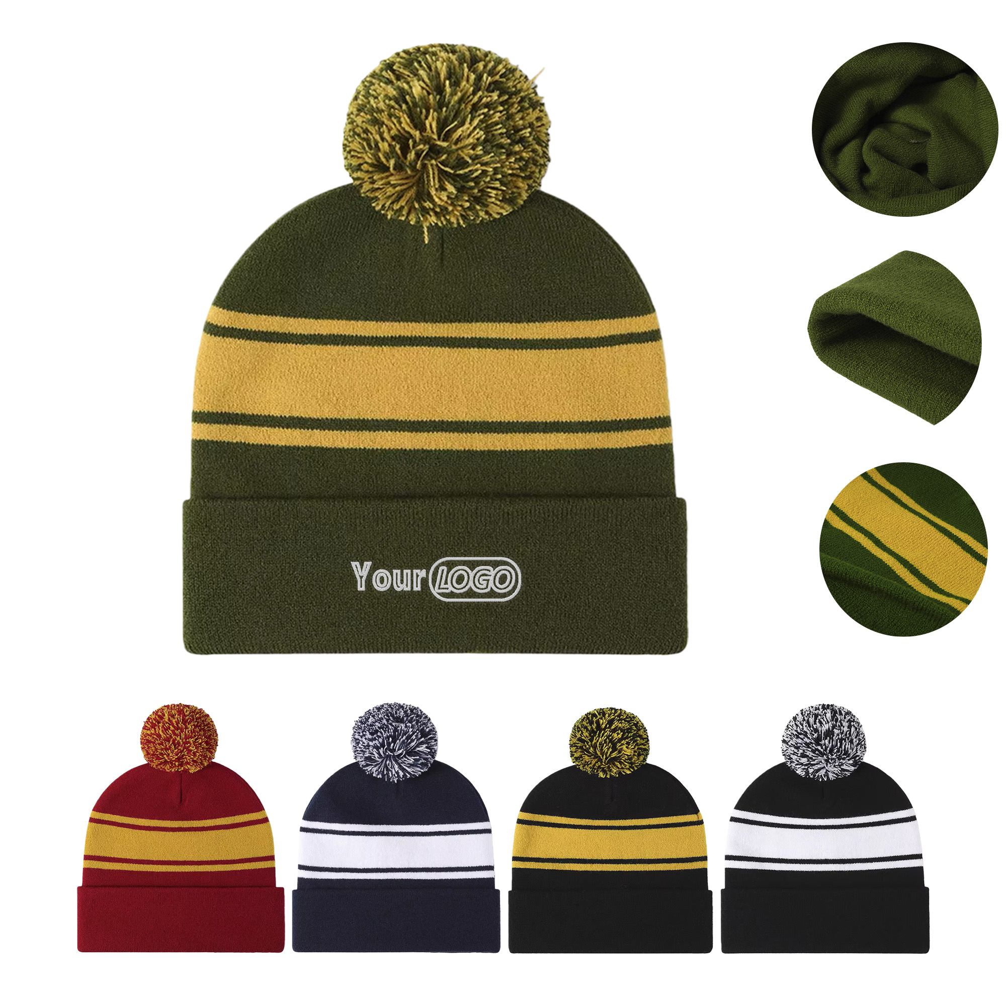 Personalized Striped Beanie Hat 4
