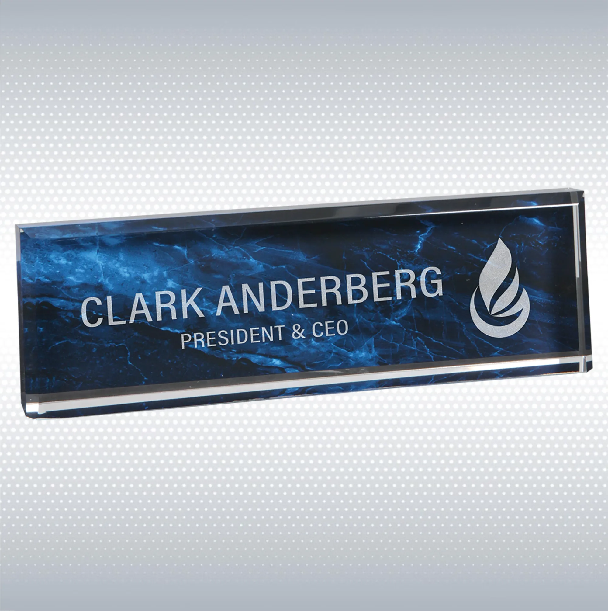9 1/2" x 2 3/4" Blue Marble Acrylic Name Bar 2
