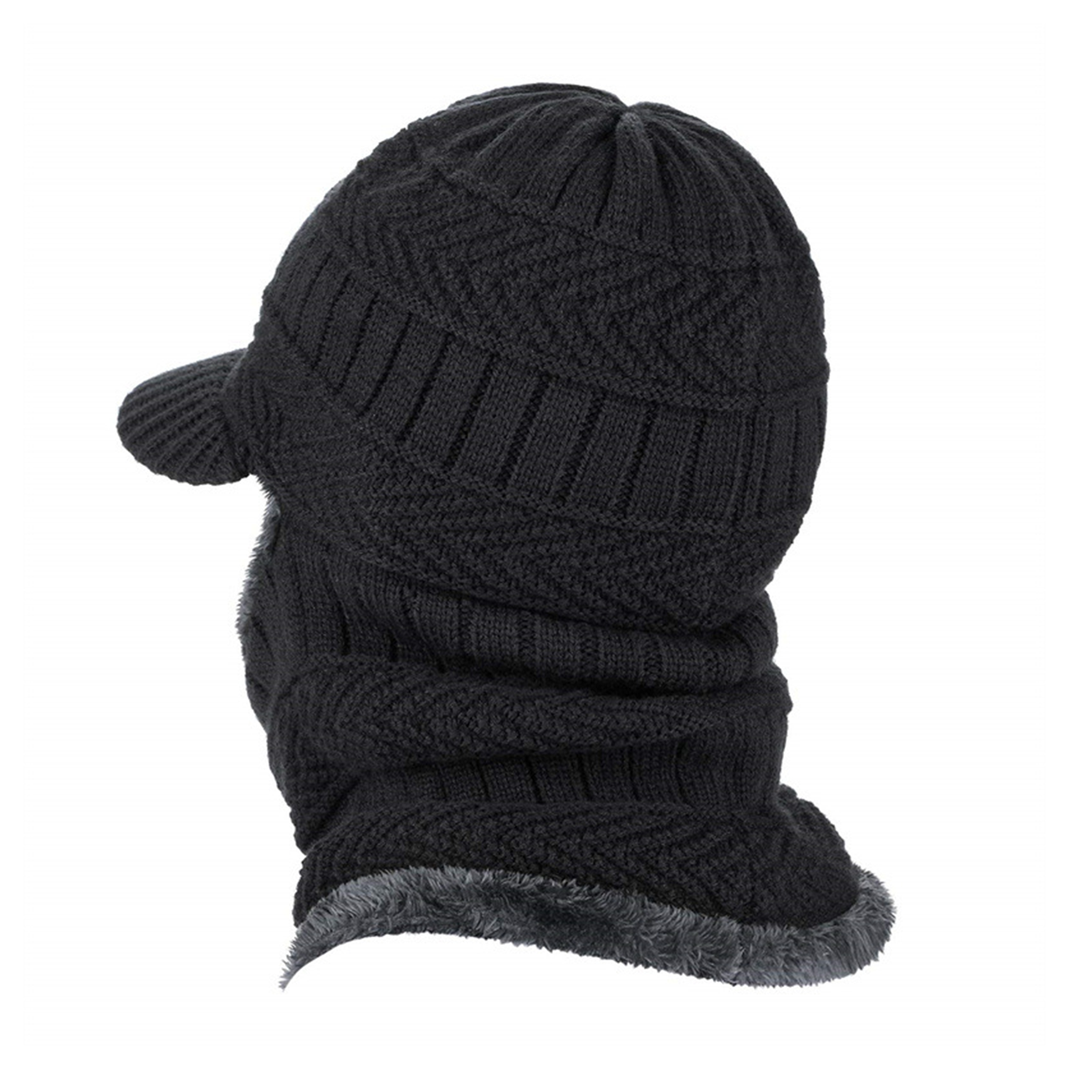 Men's Winter Knit Hat with Fleece Lining, Scarf & Ear Cover 2