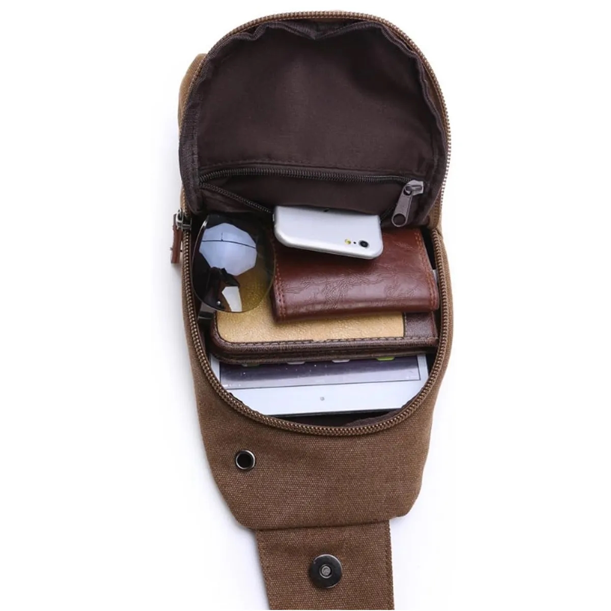 Casual Canvas Crossbody Sling Bag with Leather Accents 3