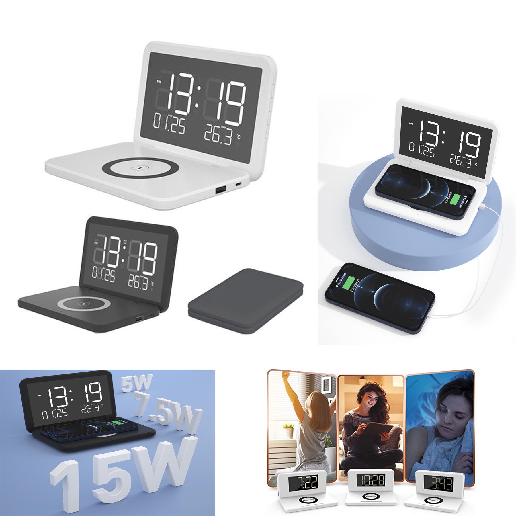 2 in 1 Alarm Clock Wireless Charger 4