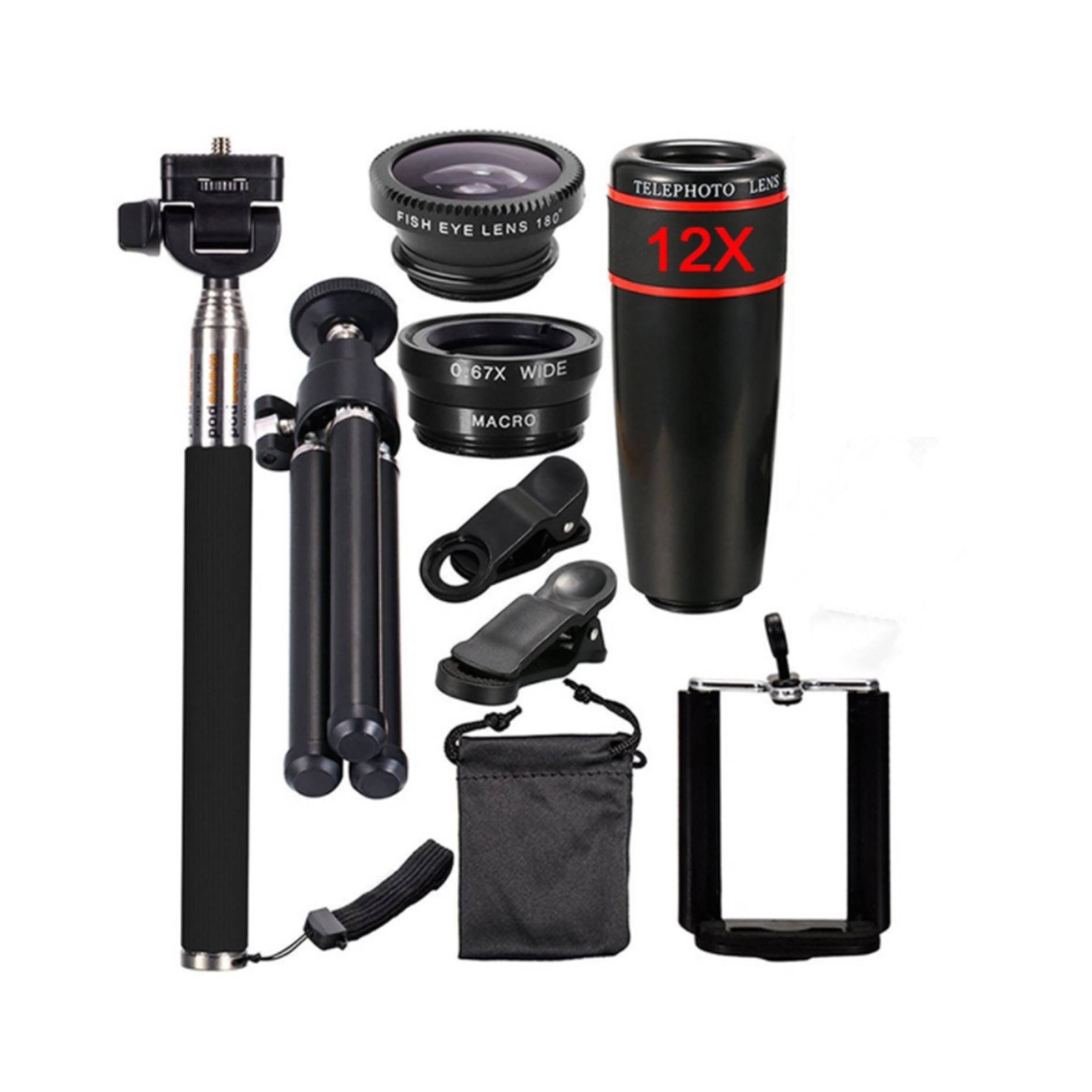 Mobile Phone External 12X Lens Telephoto Lens Kit 1