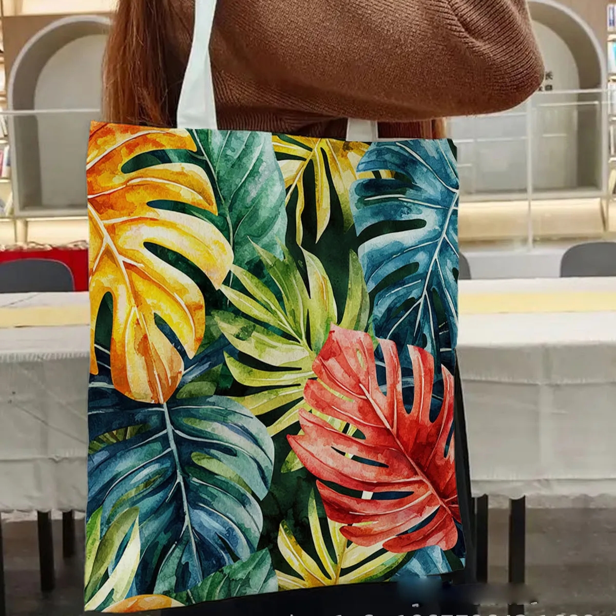 Tropical Print Canvas Tote For Beach And Travel, custom tote bag with logo imprint 4