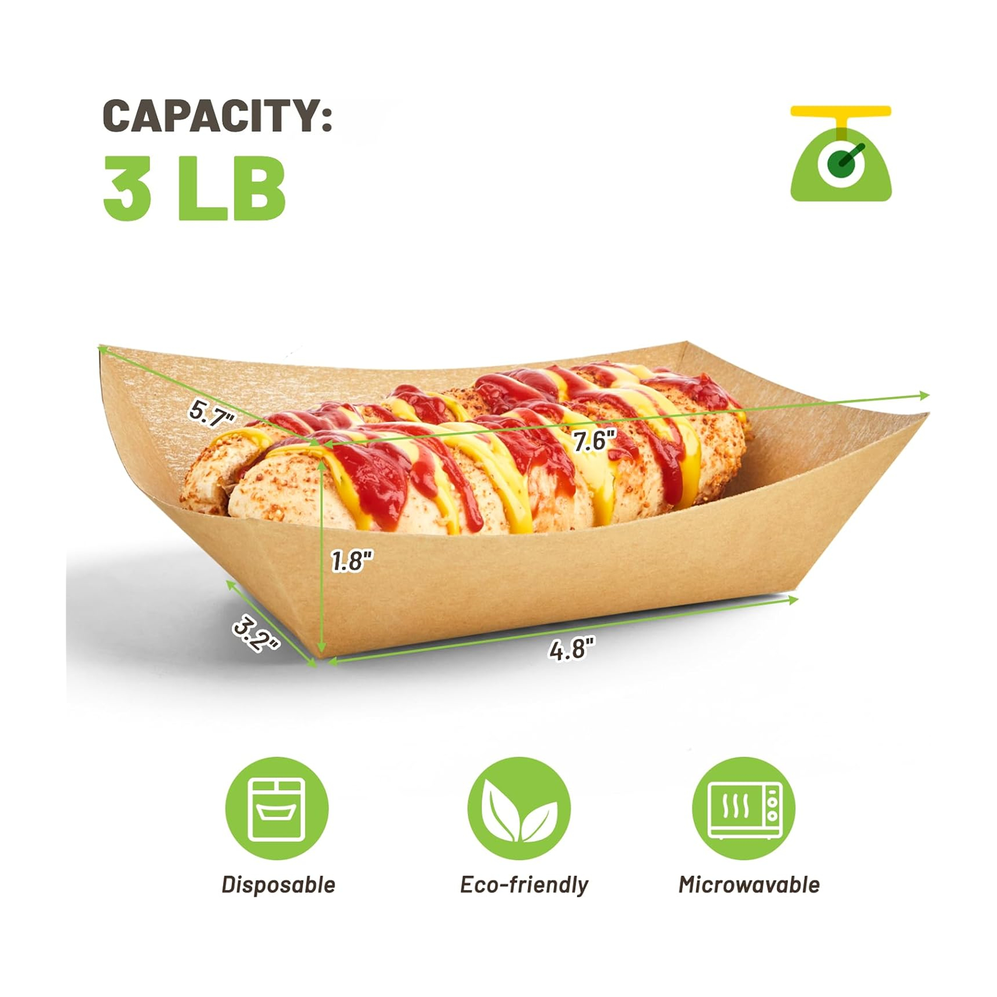 Disposable Kraft Paper Food Boat Tray 2