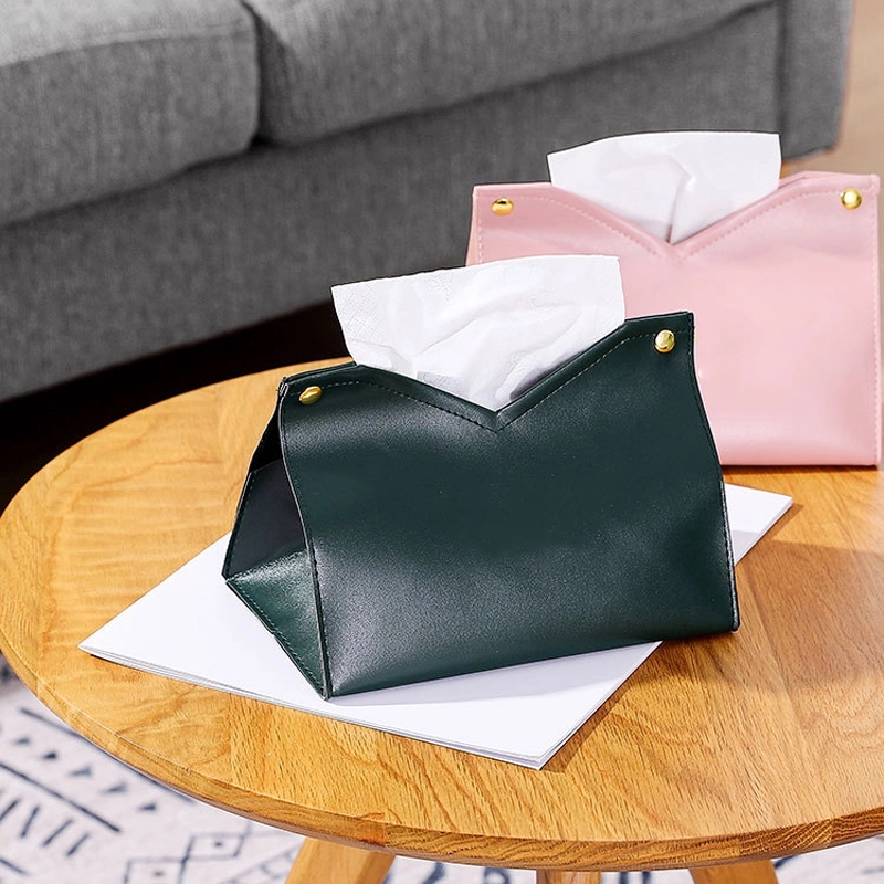 Custom PU Leather Car Napkin Case & Restaurant Tissue Box 2