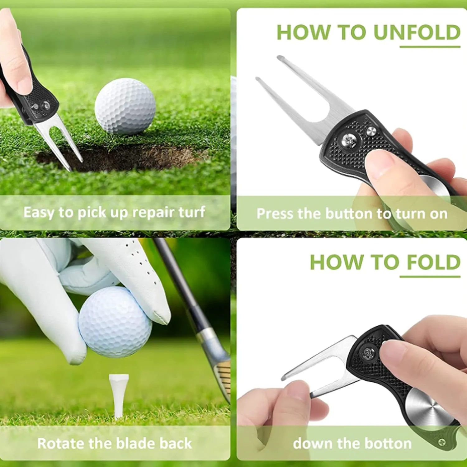Golf Divot Repair Tool Foldable Switchblade 4