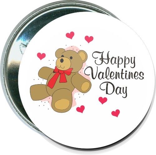 Happy Valentines Day, Teady Bear, Holiday Button 1
