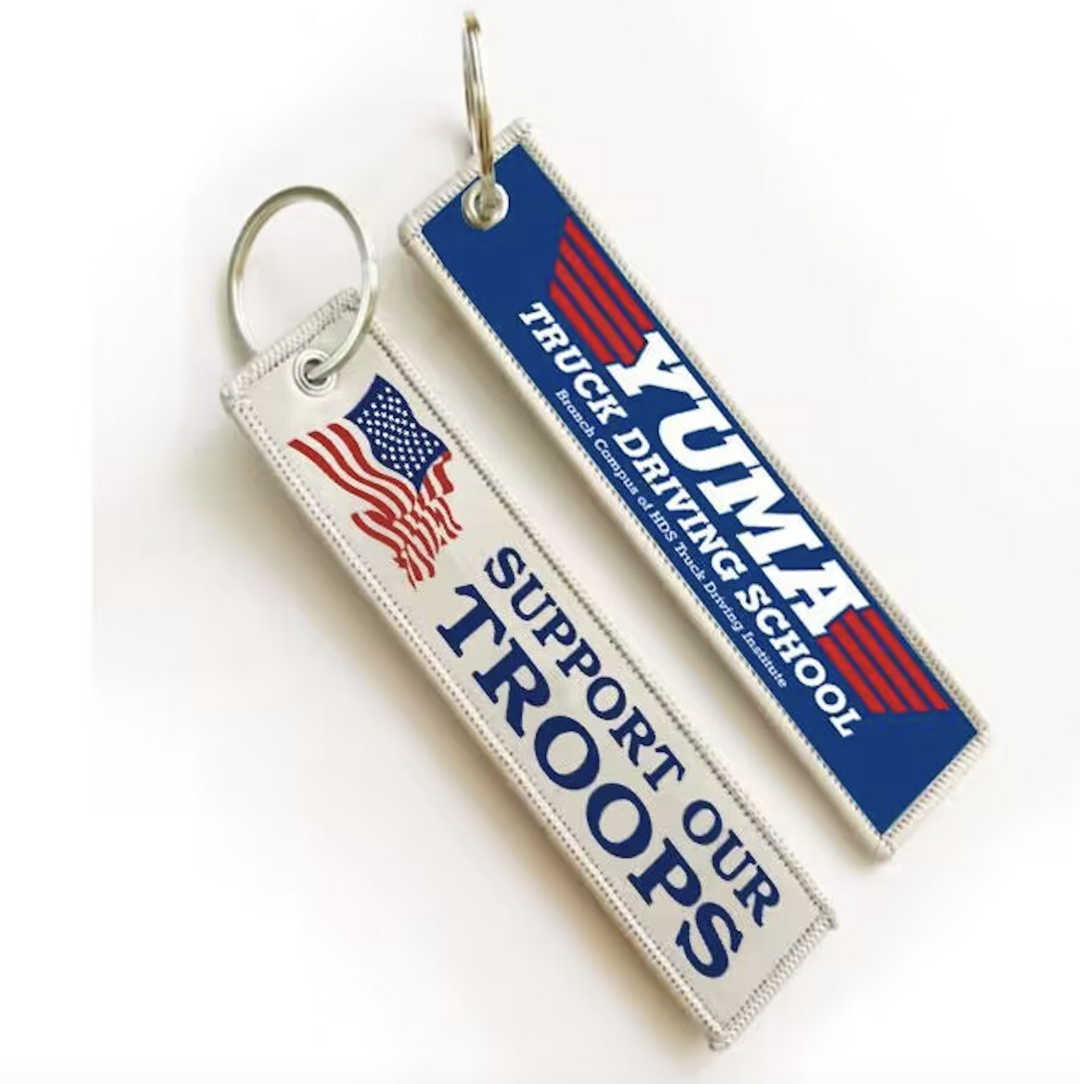 Double-sided Embroidery LOGO Ribbon Fabric Keychian 1