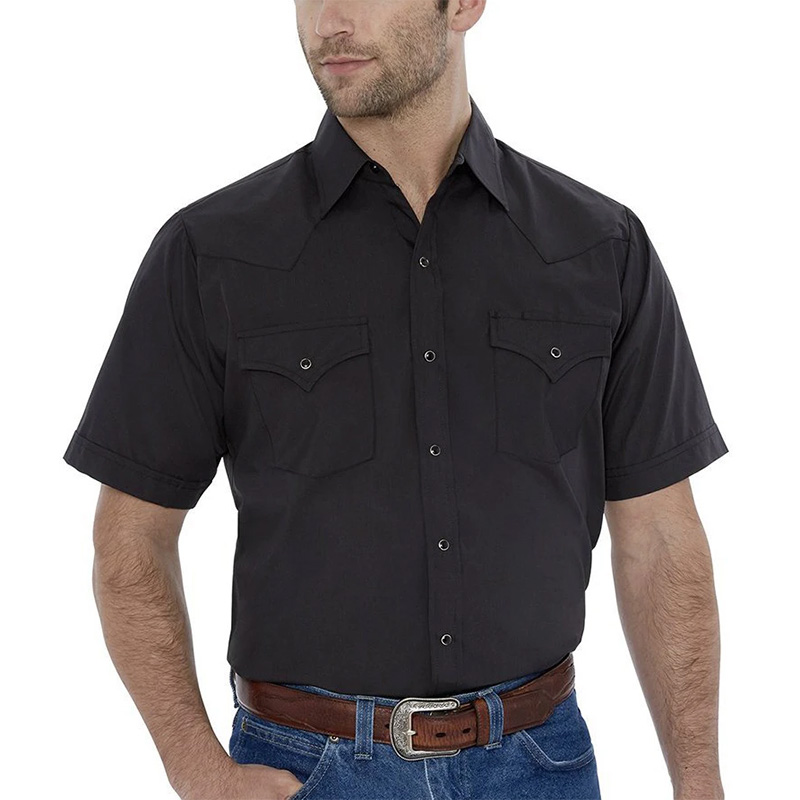 ELY Short Sleeve Solid Western Shirt 17