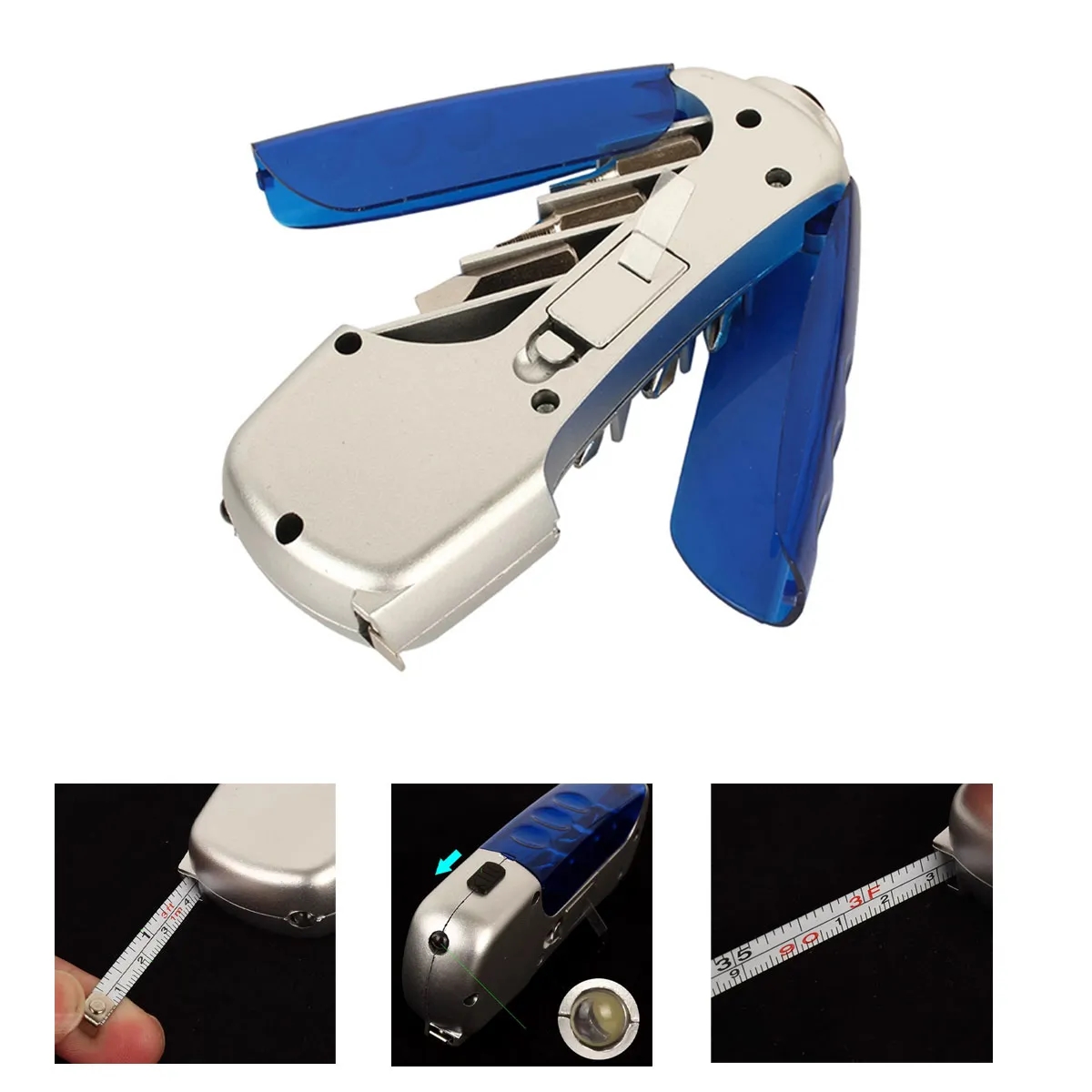 4-in-1 Tool with Tape Measure 6Pcs Screwdrivers Head and LED 5