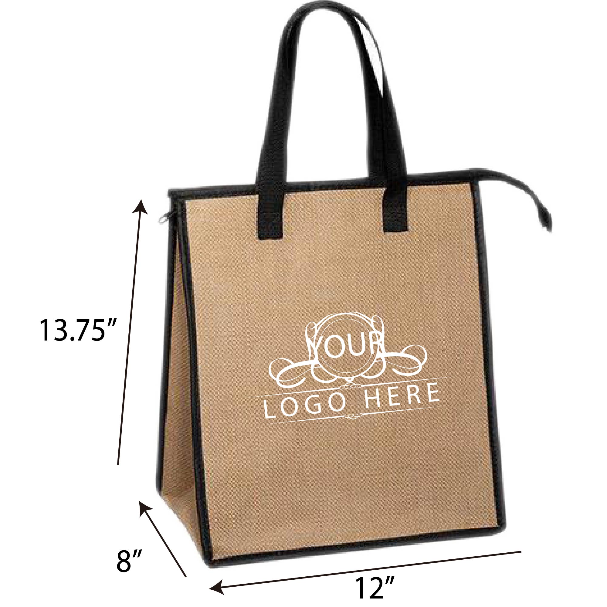 Zipper Jute Tote Bag w/Cooler 3