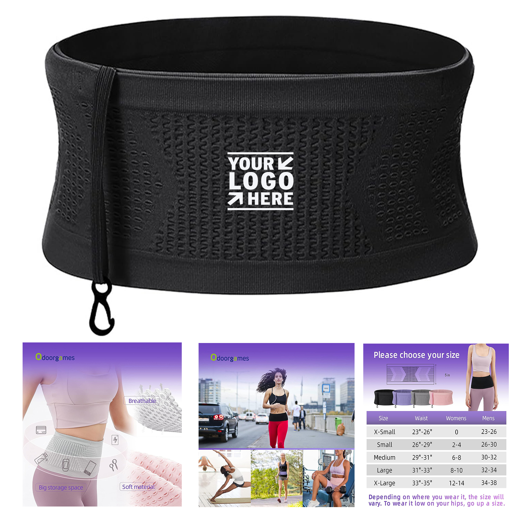 Hidden Pocket Slim Travel Money Belt Running Waist Slim Fanny Pack 2